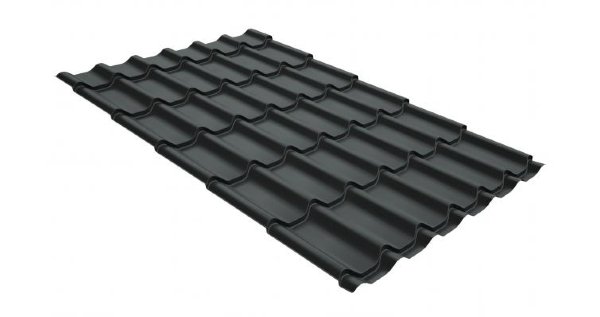 Металлочерепица классик GL 0,5 GreenCoat Pural RR 23 темно-серый (RAL 7024 мокрый асфальт) купить в Братске