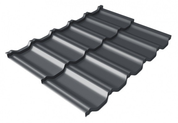 Металлочерепица модульная Квинта Uno Grand Line c 3D резом 0,5 Satin Мatt RAL 7024 мокрый асфальт купить в Братске
