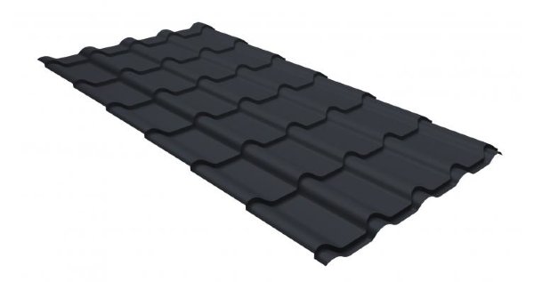 Металлочерепица камея GL 0,5 GreenCoat Pural matt RR 23 темно-серый (RAL 7024 мокрый асфальт) купить в Братске