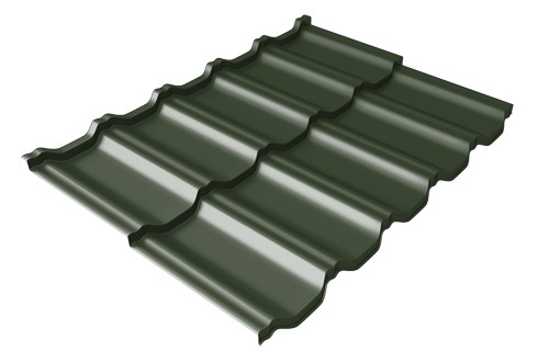 Металлочерепица модульная Квинта Uno Grand Line c 3D резом 0,5 GreenСoat Pural RR 11 темно-зеленый (RAL 6020 хромовая зелень) купить в Братске