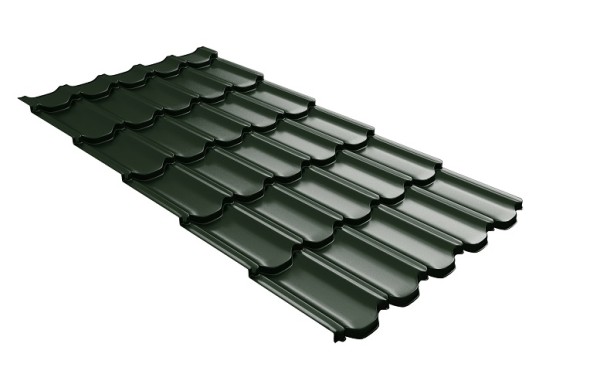 Металлочерепица квинта плюс с 3D резом 0,5 GreenСoat Pural Matt RR 11 темно-зеленый (RAL 6020 хромовая зелень) купить в Братске