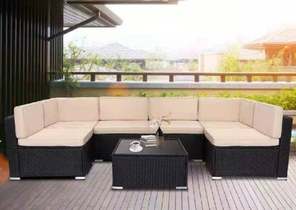 Диван-Трансформер AFINA модульный плетеный из иск. ротанга YR822_Black/Beige купить в Братске