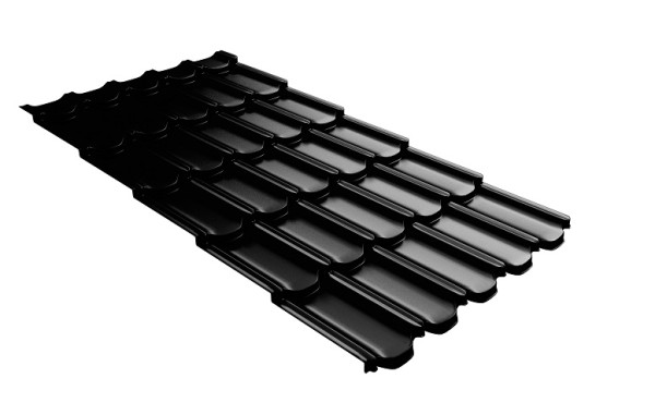 Металлочерепица квинта плюс с 3D резом 0,5 GreenСoat Pural Matt RR 33 черный (RAL 9005 черный) купить в Братске
