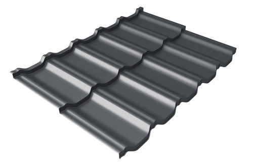 Металлочерепица модульная Квинта Uno Grand Line c 3D резом 0,45 PE RAL 7024 мокрый асфальт купить в Братске