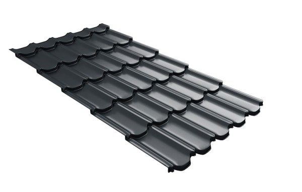 Металлочерепица квинта плюс с 3D резом 0,5 Satin RAL 7016 антрацитово-серый купить в Братске