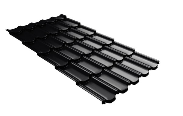 Металлочерепица квинта плюс с 3D резом 0,5 Satin Мatt RAL 9005 черный купить в Братске